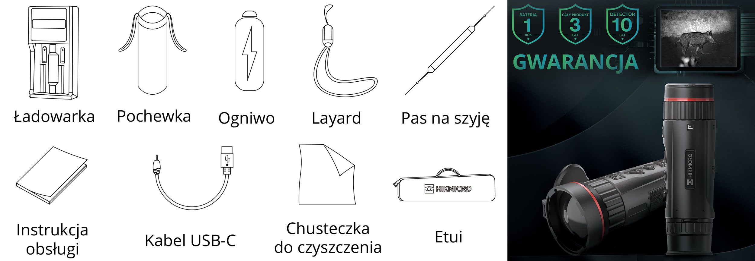 Kamera termowizyjna HIKMICRO Falcon FH25 - wyposażenie