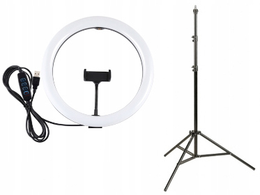 Lampa Pierścieniowa led 12w + statyw 230cm makijaż selfie