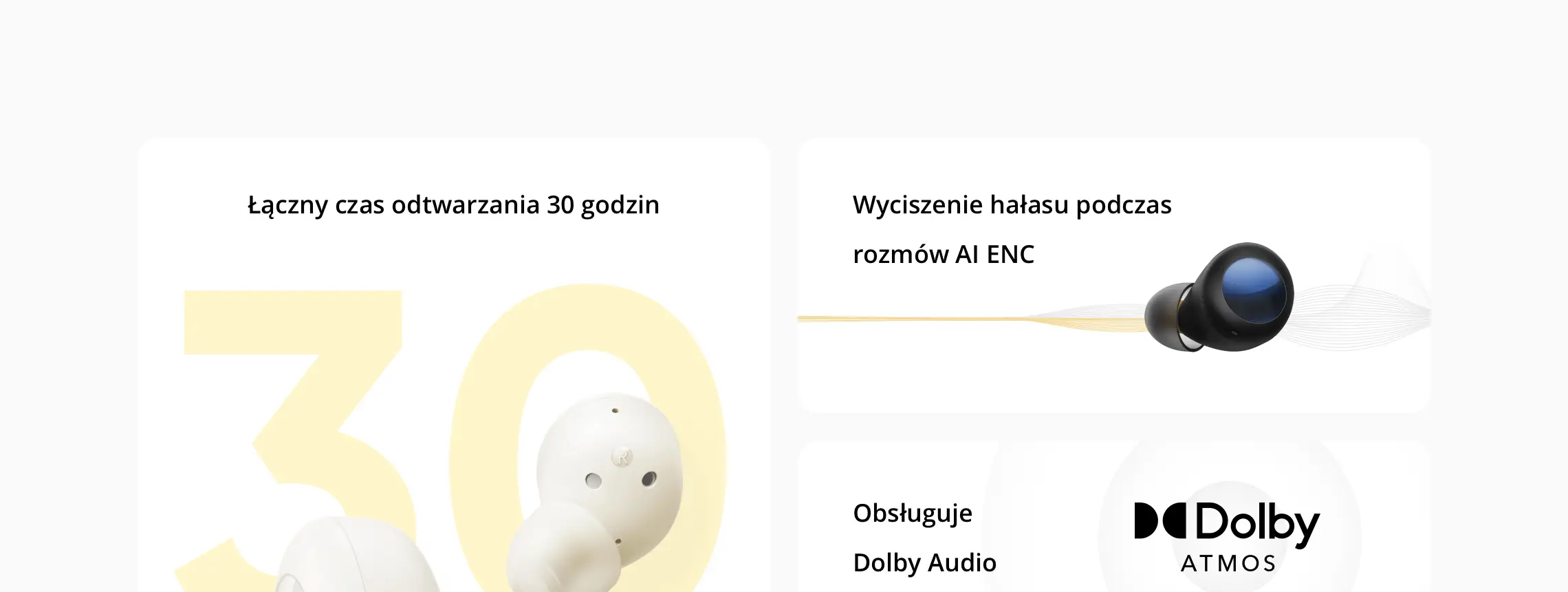 Słuchawki bezprzewodowe douszne realme Buds  Q2s Paper White